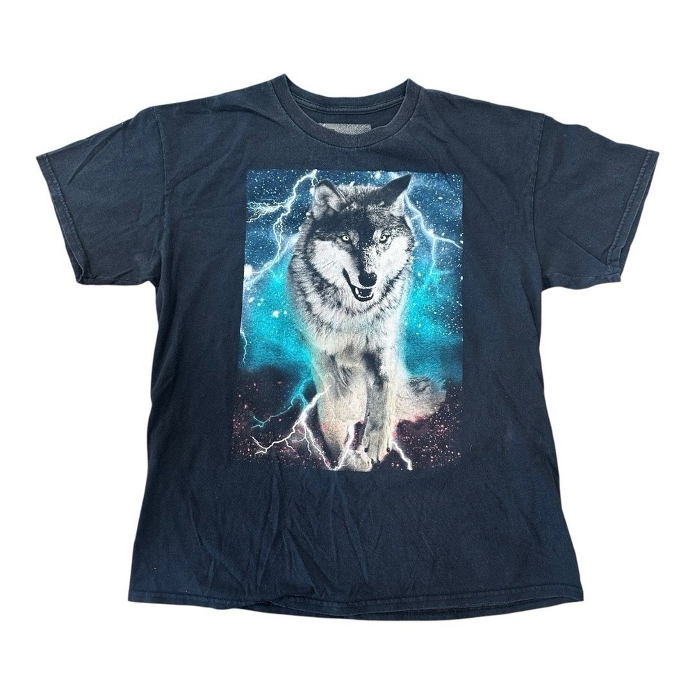 TONY HAWK Wolf Graphic Crew Neck Short‎ Sleeve Black T-Shirt Men's Size L